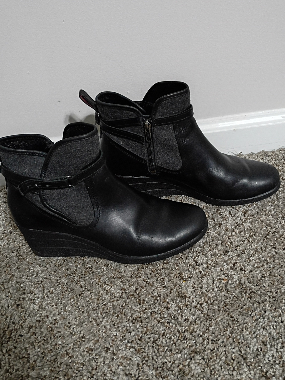Women's Black Wedge Ankle Boots
